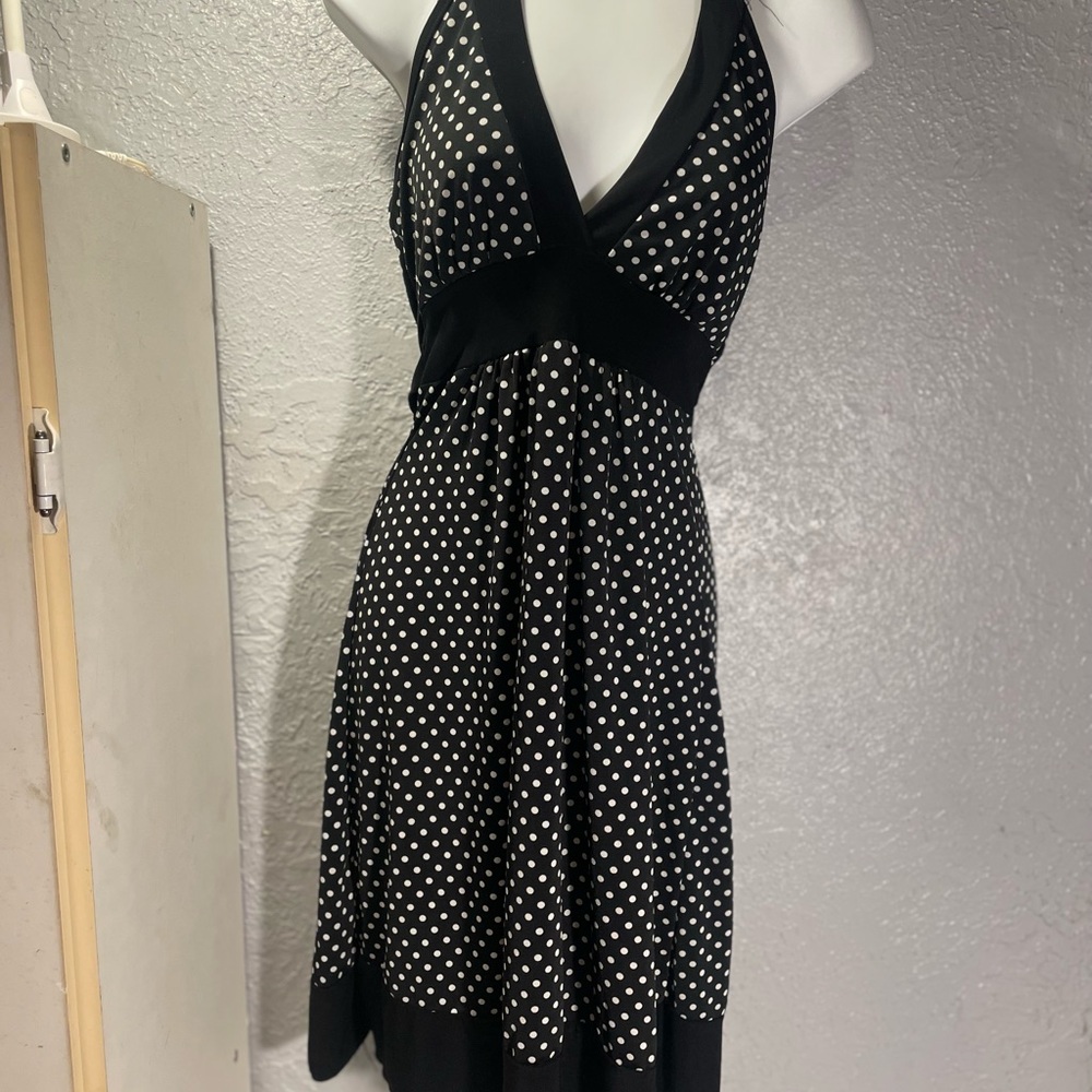Wet Seal Black and White One-Shoulder Polka Dot Dress